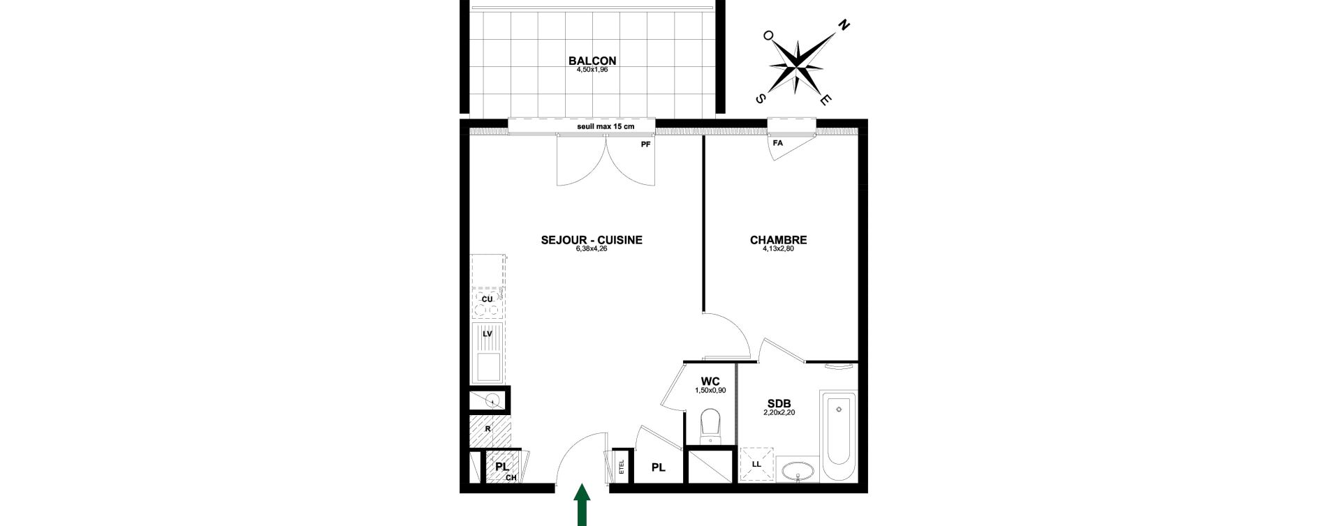 Appartement T2 de 43,20 m2 &agrave; Thonon-Les-Bains Rives - concise