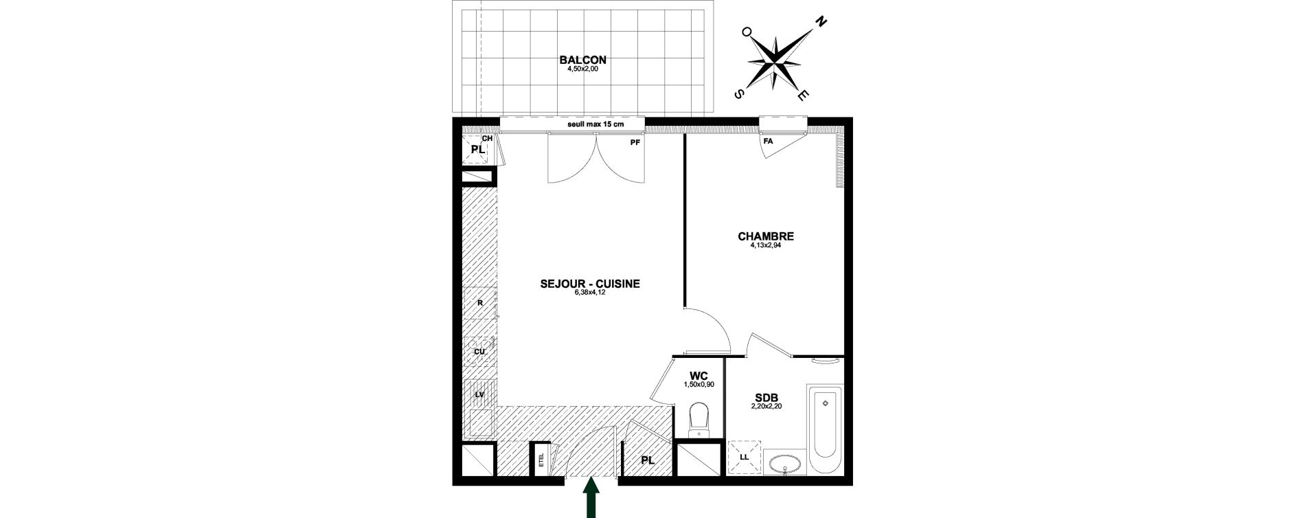 Appartement T2 de 42,98 m2 &agrave; Thonon-Les-Bains Rives - concise