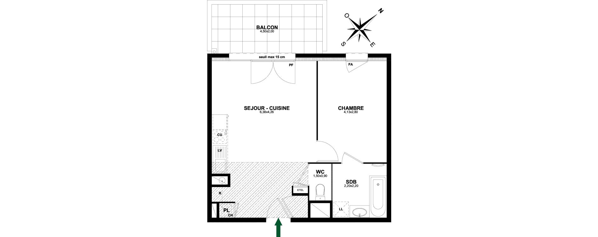 Appartement T2 de 43,20 m2 &agrave; Thonon-Les-Bains Rives - concise