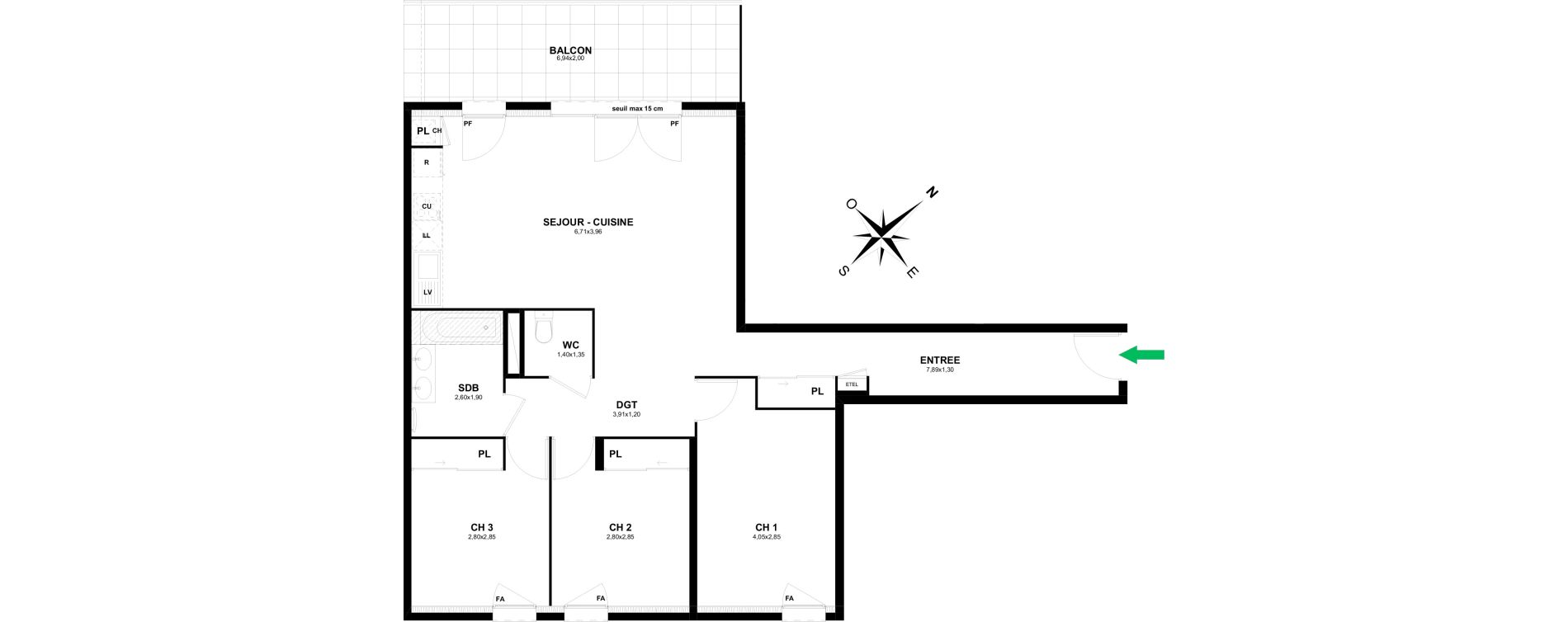 Appartement T4 de 84,17 m2 &agrave; Thonon-Les-Bains Rives - concise
