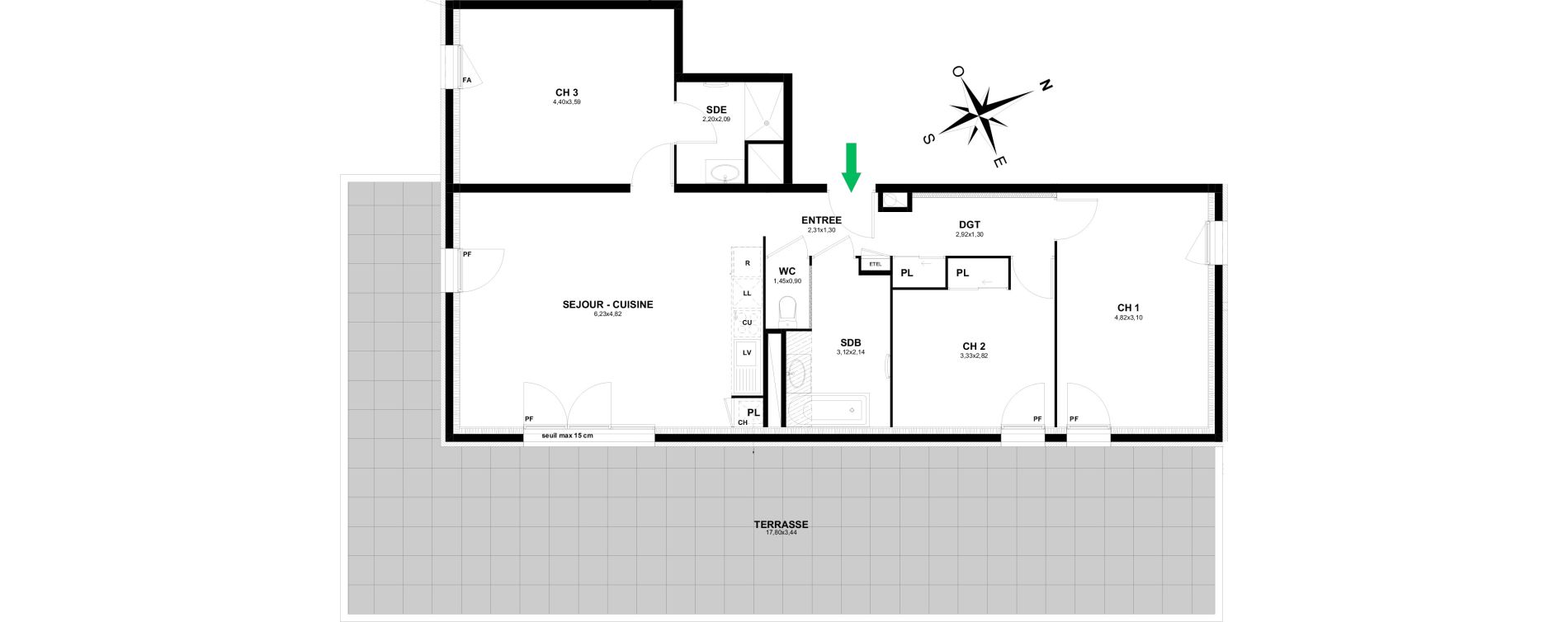 Appartement T4 de 91,13 m2 &agrave; Thonon-Les-Bains Rives - concise
