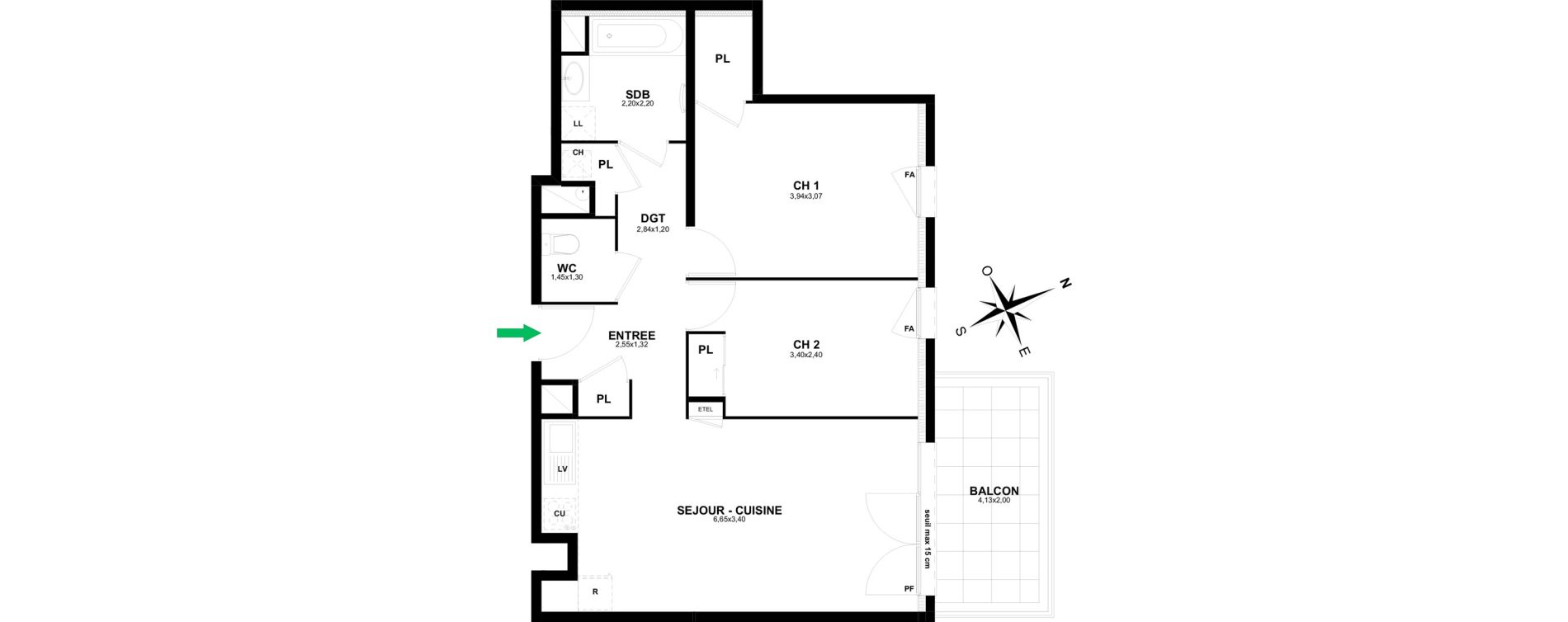 Appartement T3 de 60,59 m2 &agrave; Thonon-Les-Bains Rives - concise