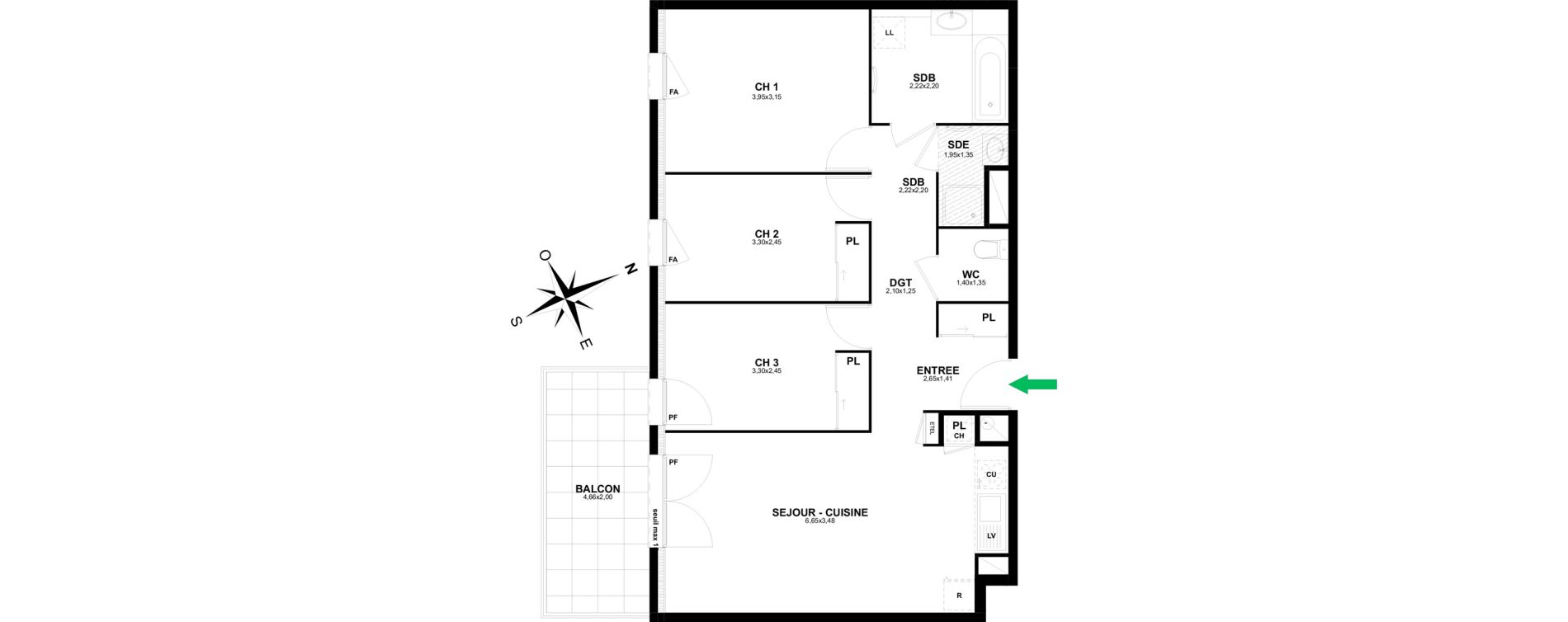 Appartement T4 de 74,00 m2 &agrave; Thonon-Les-Bains Rives - concise