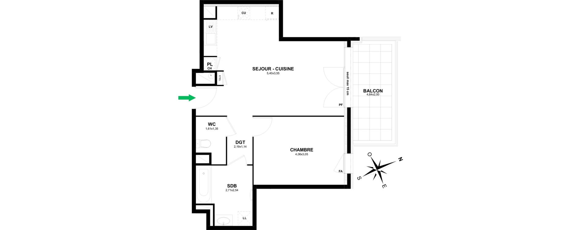 Appartement T2 de 49,25 m2 &agrave; Thonon-Les-Bains Rives - concise