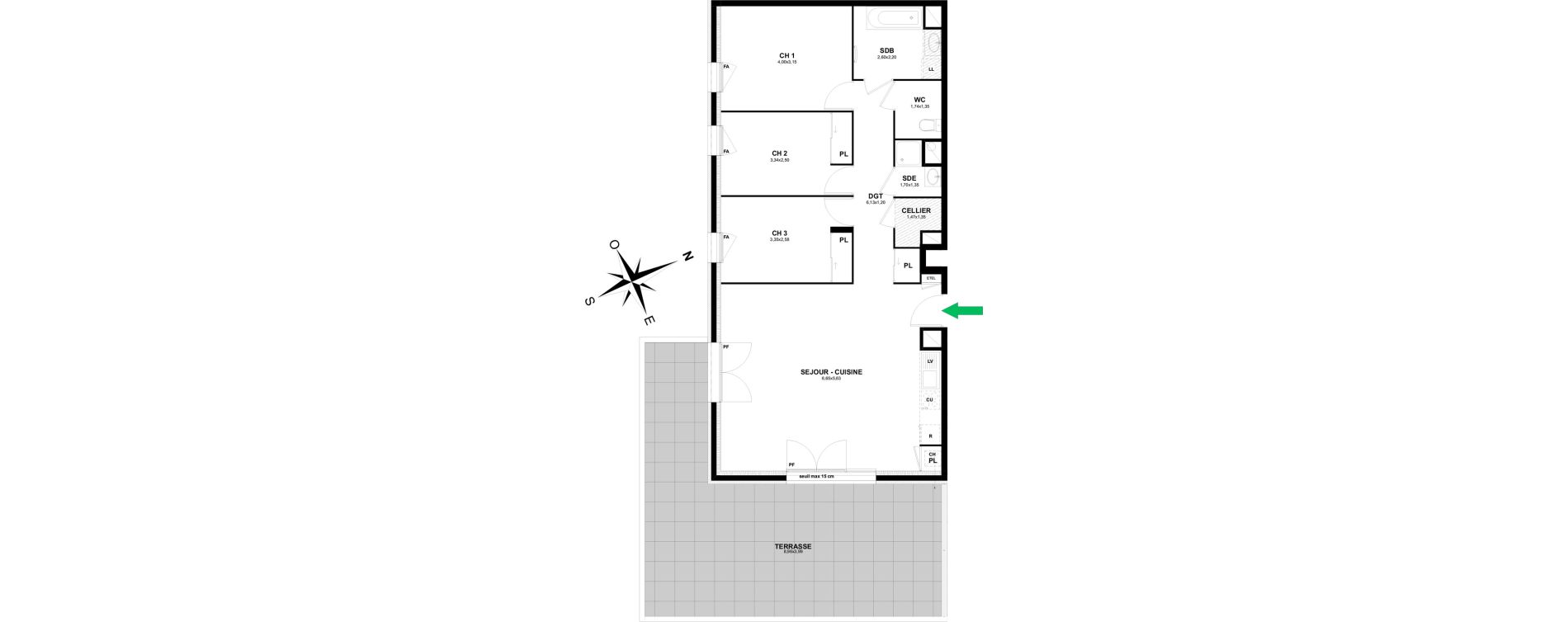 Appartement T4 de 88,94 m2 &agrave; Thonon-Les-Bains Rives - concise