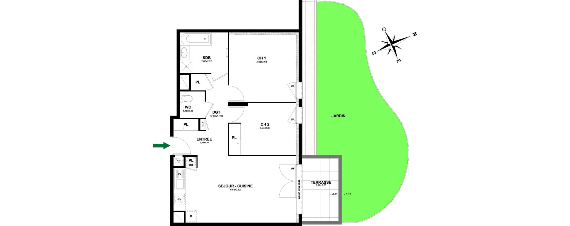 Appartement T3 de 63,36 m2 &agrave; Thonon-Les-Bains Rives - concise