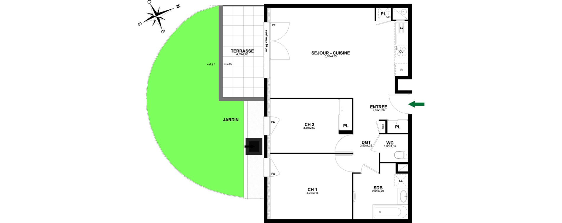 Appartement T3 de 65,03 m2 &agrave; Thonon-Les-Bains Rives - concise