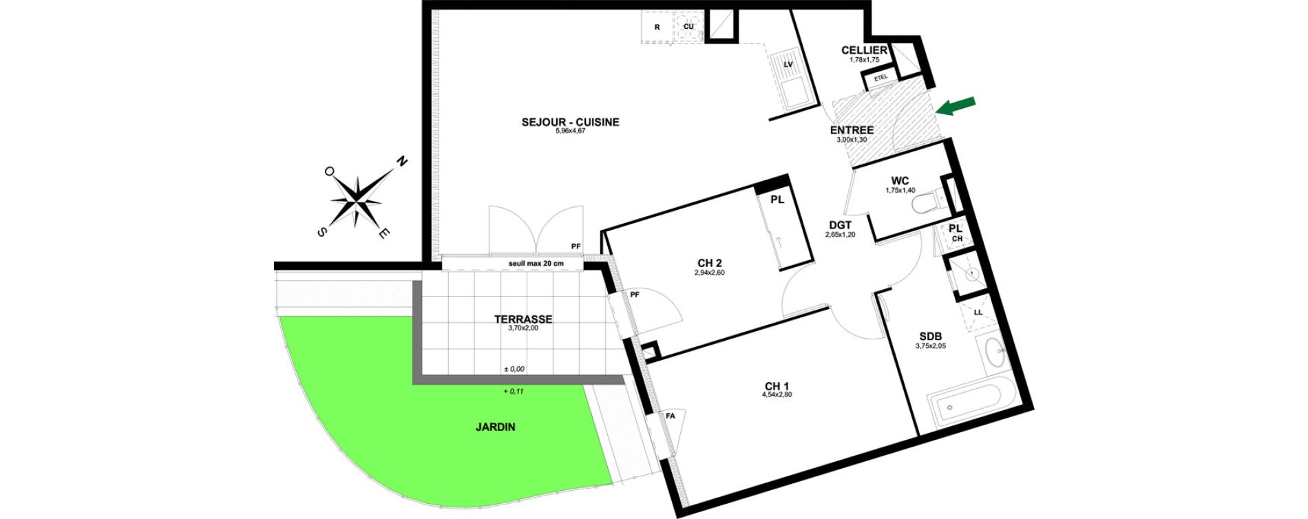 Appartement T3 de 67,29 m2 &agrave; Thonon-Les-Bains Rives - concise