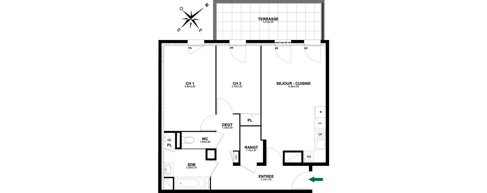 Appartement T3 de 63,87 m2 &agrave; Thonon-Les-Bains Rives - concise