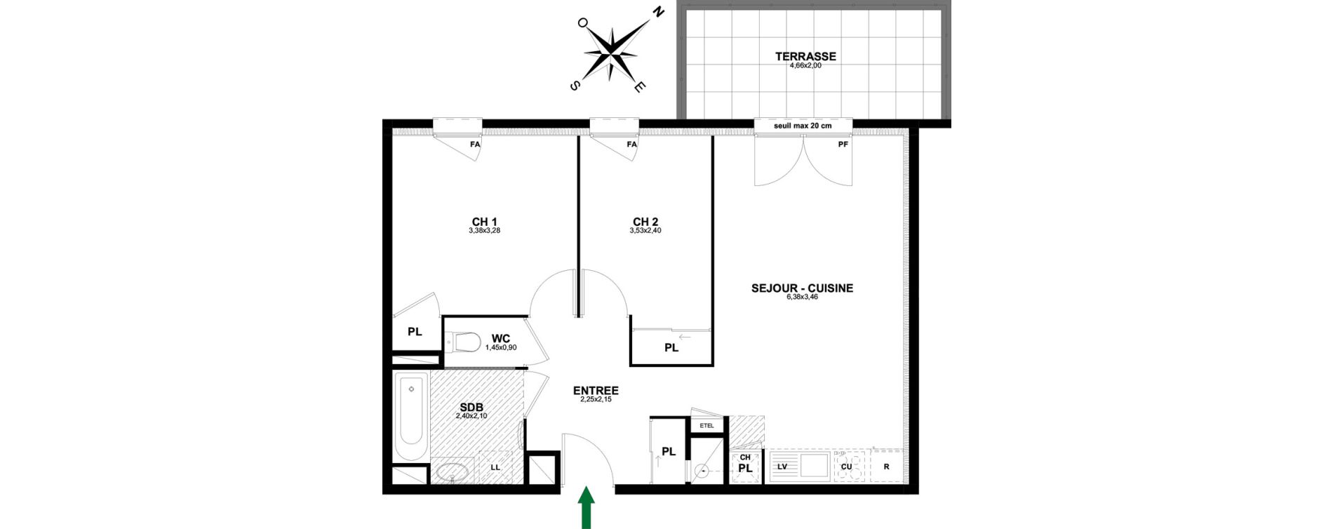 Appartement T3 de 56,53 m2 &agrave; Thonon-Les-Bains Rives - concise