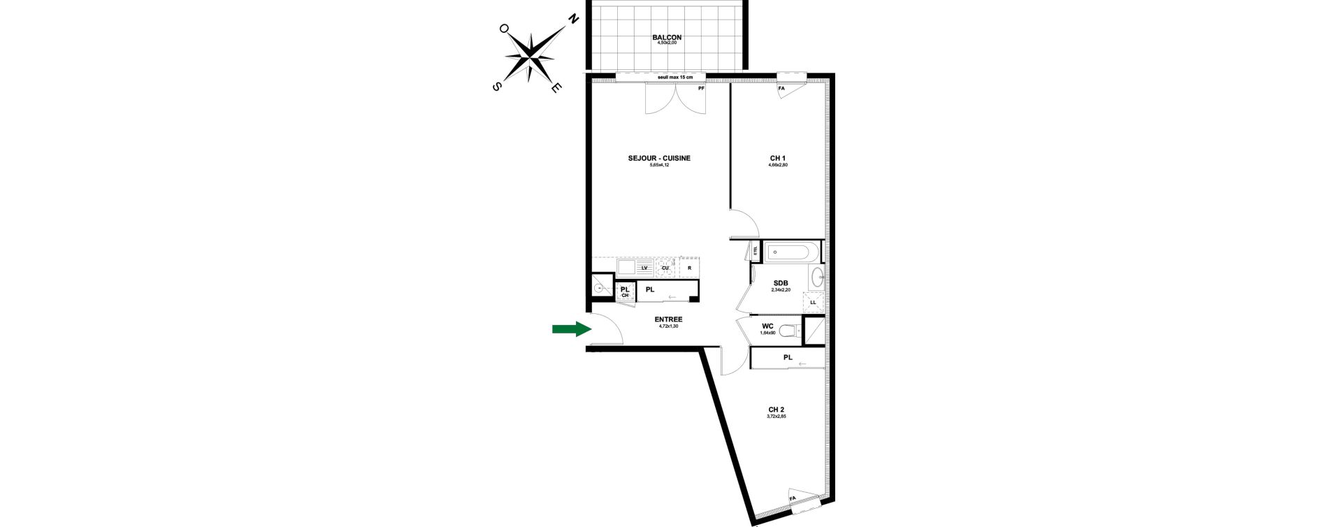 Appartement T3 de 65,66 m2 &agrave; Thonon-Les-Bains Rives - concise