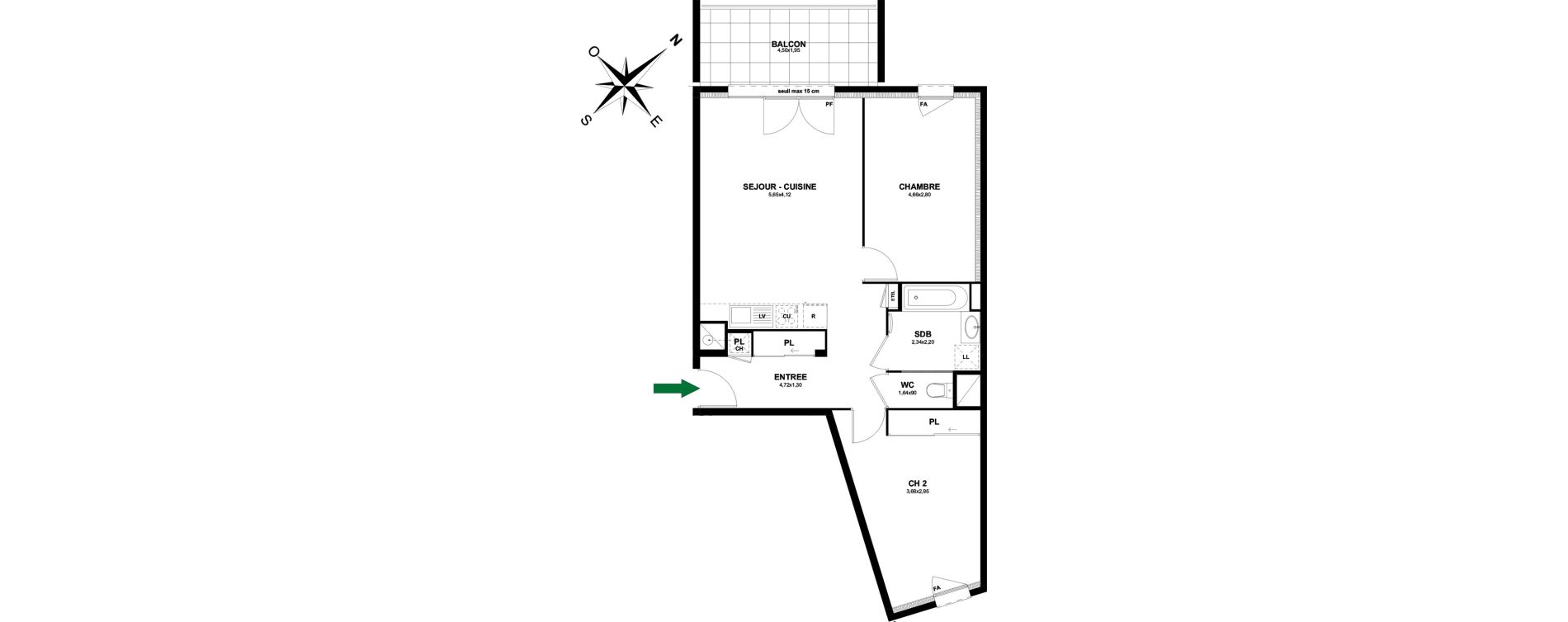 Appartement T3 de 66,60 m2 &agrave; Thonon-Les-Bains Rives - concise