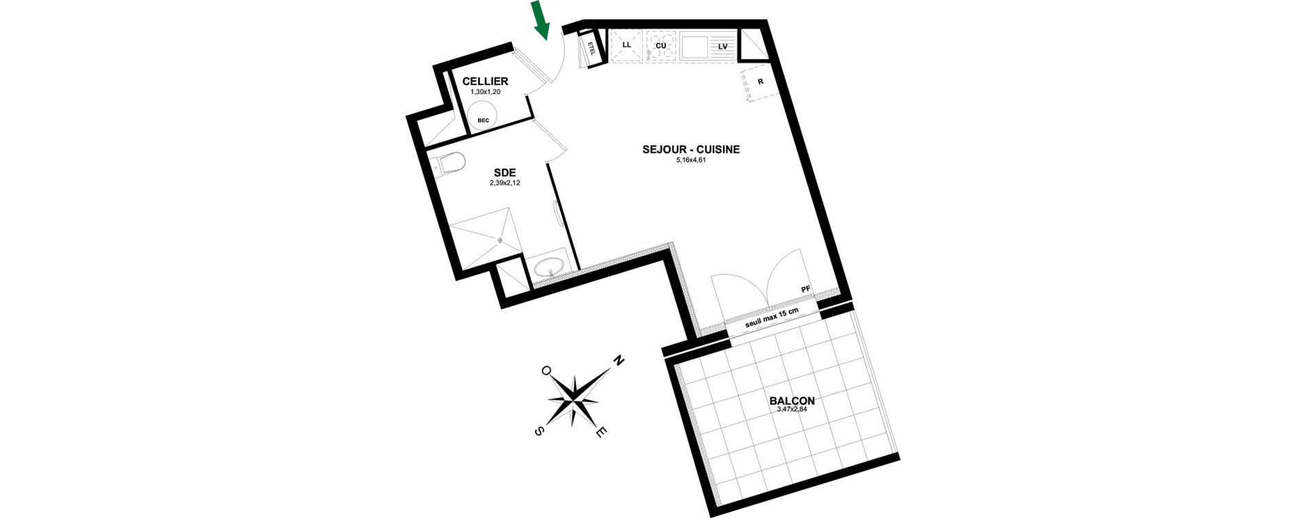 Appartement T1 de 30,05 m2 &agrave; Thonon-Les-Bains Rives - concise