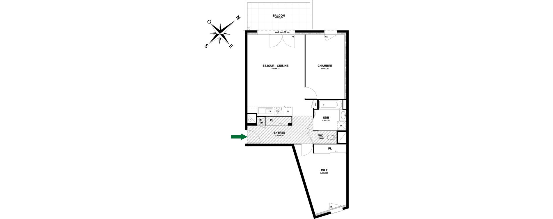 Appartement T3 de 66,60 m2 &agrave; Thonon-Les-Bains Rives - concise