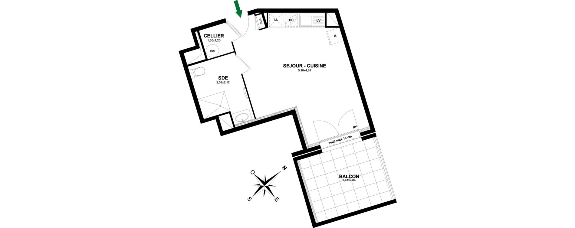 Appartement T1 de 30,05 m2 &agrave; Thonon-Les-Bains Rives - concise