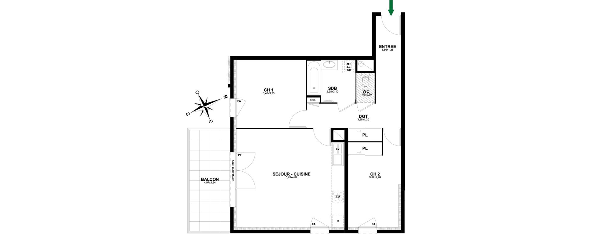 Appartement T3 de 65,57 m2 &agrave; Thonon-Les-Bains Rives - concise