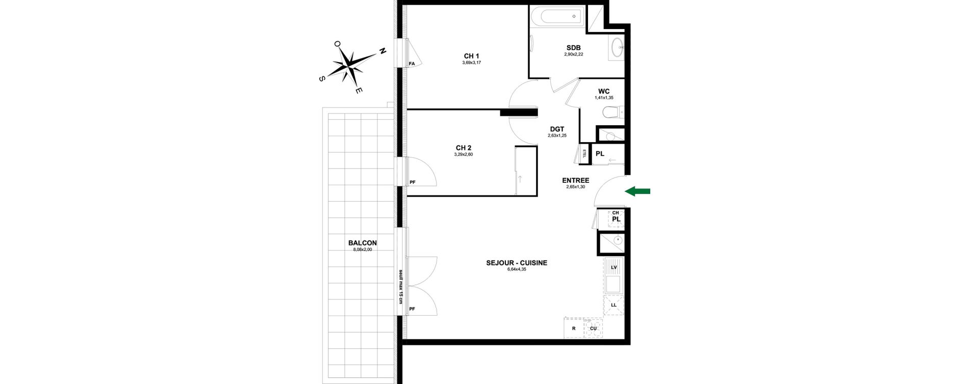 Appartement T3 de 64,20 m2 &agrave; Thonon-Les-Bains Rives - concise