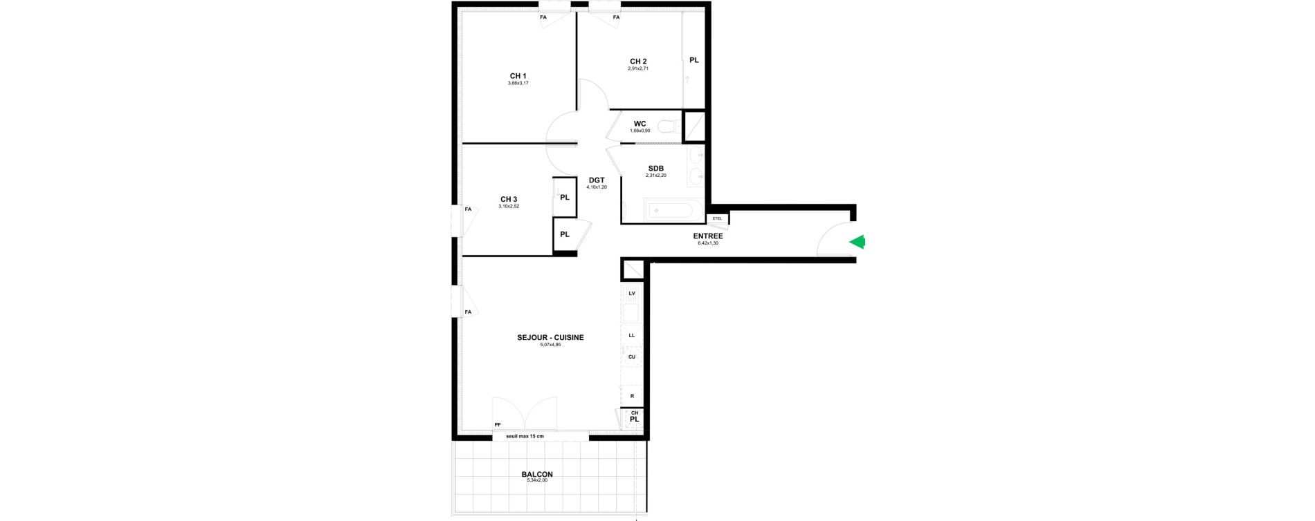 Appartement T4 de 73,43 m2 &agrave; Thonon-Les-Bains Rives - concise