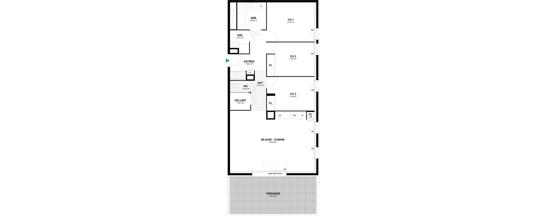 Appartement T4 de 84,15 m2 &agrave; Thonon-Les-Bains Rives - concise
