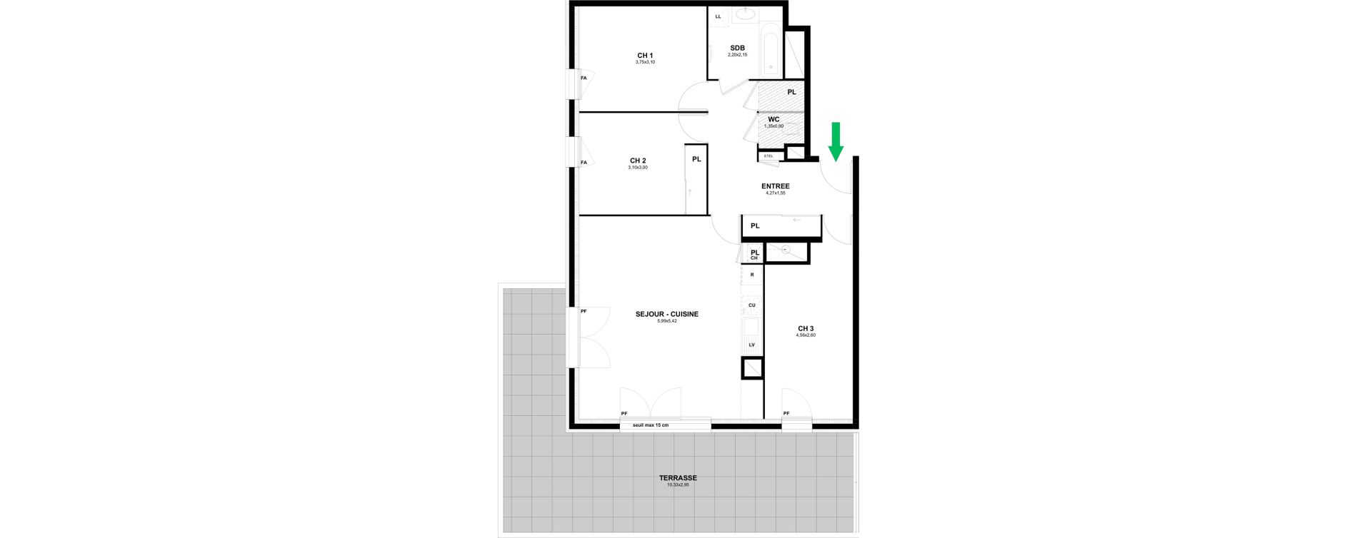 Appartement T4 de 86,35 m2 &agrave; Thonon-Les-Bains Rives - concise
