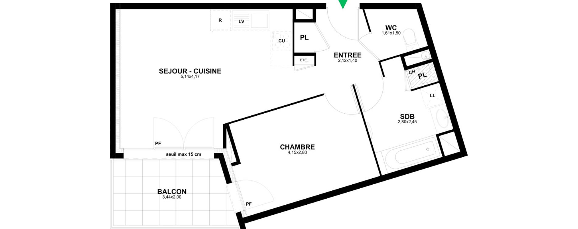 Appartement T2 de 44,52 m2 &agrave; Thonon-Les-Bains Rives - concise