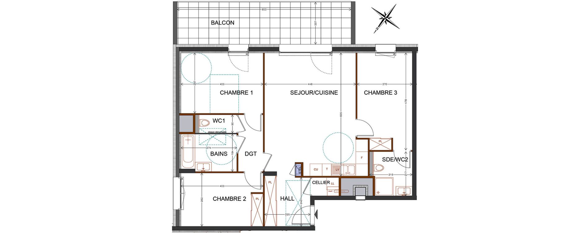Appartement T4 de 83,98 m2 à Thonon-Les-Bains Centre