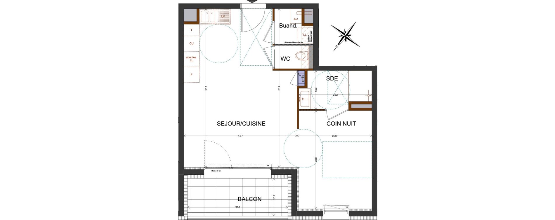 Appartement T1 bis de 41,88 m2 à Thonon-Les-Bains Centre