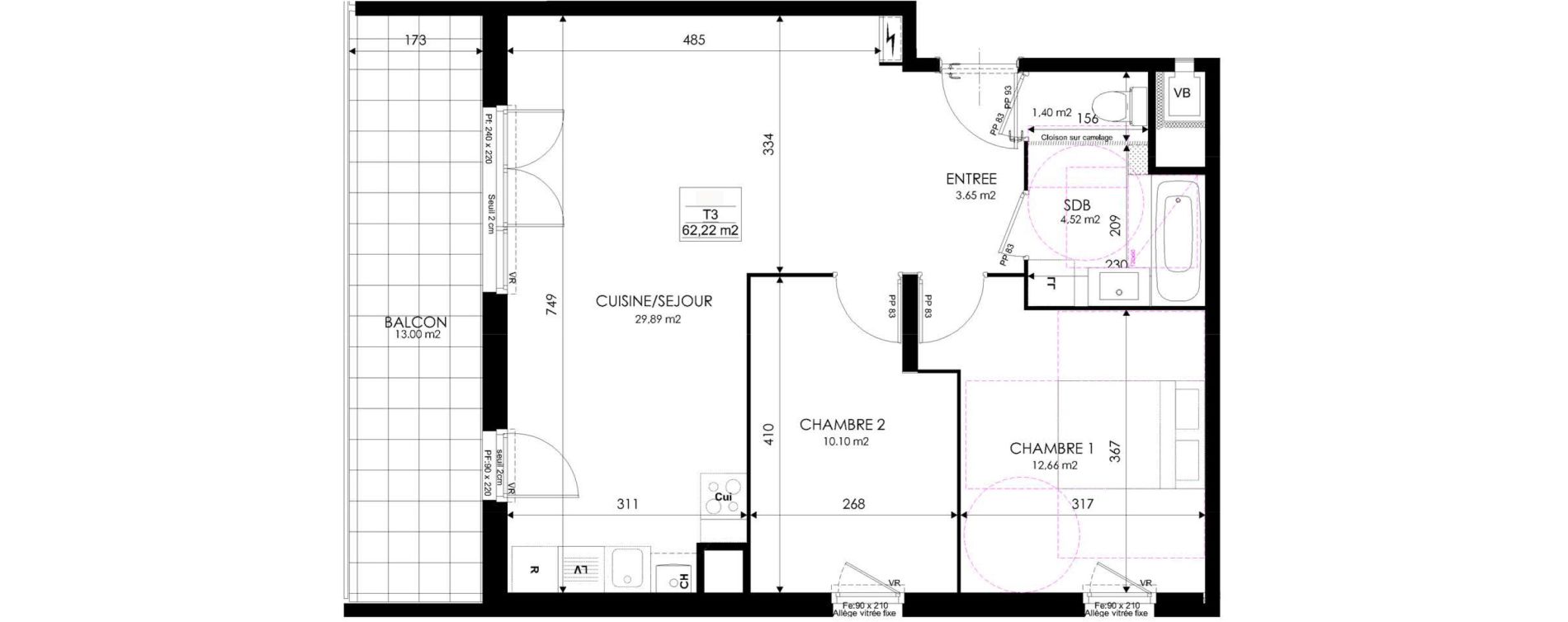 Appartement T3 de 62,22 m2 &agrave; Thonon-Les-Bains Centre