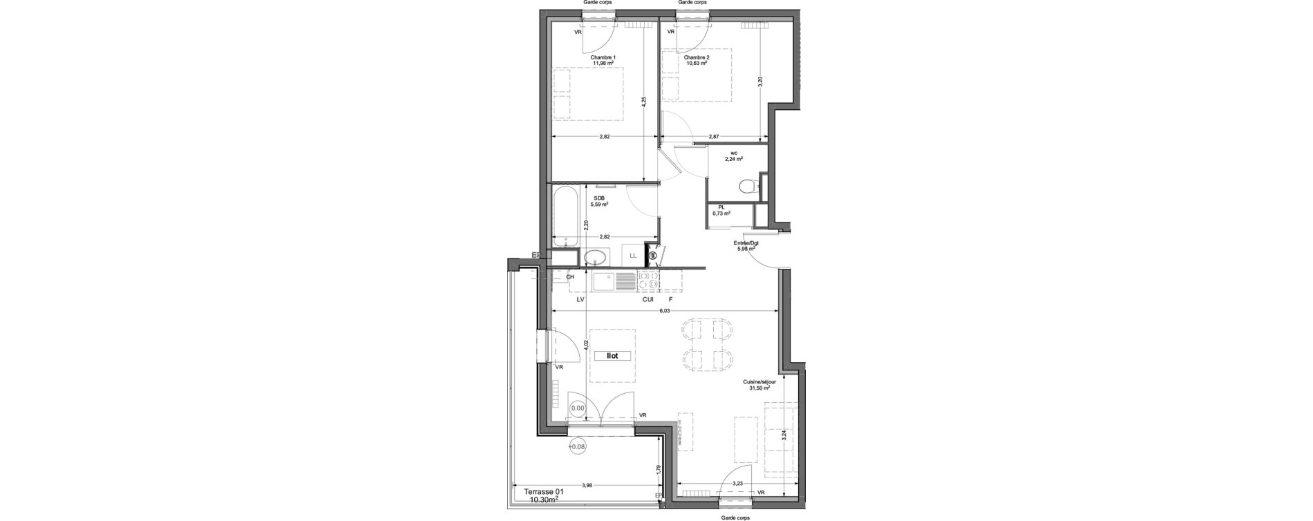 Appartement T3 de 68,65 m2 &agrave; Thonon-Les-Bains Rives - concise