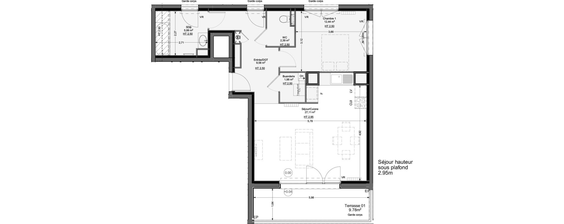 Appartement T2 de 59,49 m2 &agrave; Thonon-Les-Bains Rives - concise