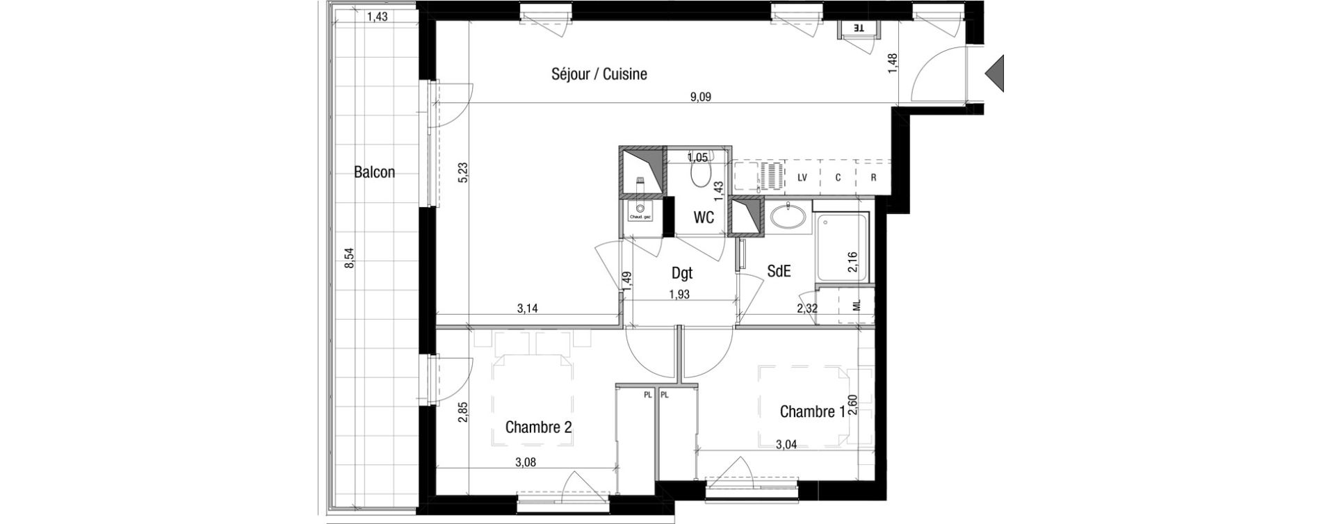 Appartement T3 de 59,78 m2 &agrave; Thonon-Les-Bains 