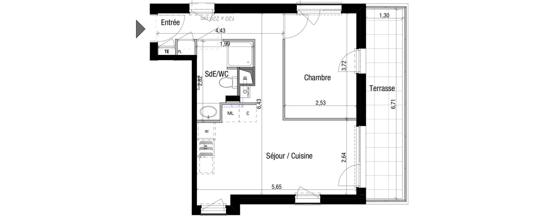 Appartement T2 de 37,14 m2 &agrave; Thonon-Les-Bains 
