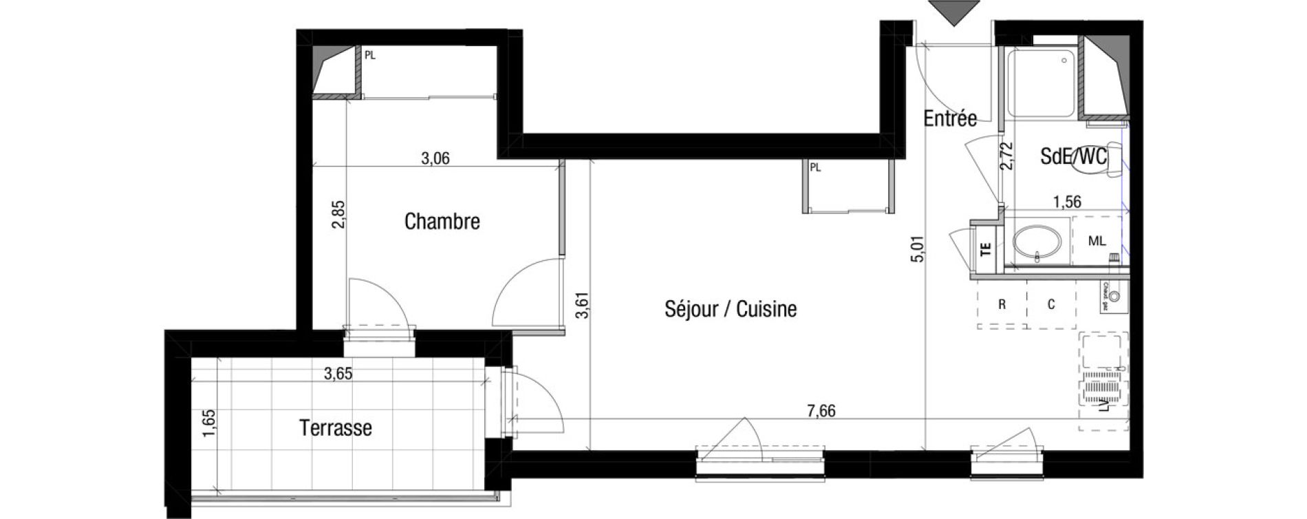 Appartement T2 de 37,67 m2 &agrave; Thonon-Les-Bains 