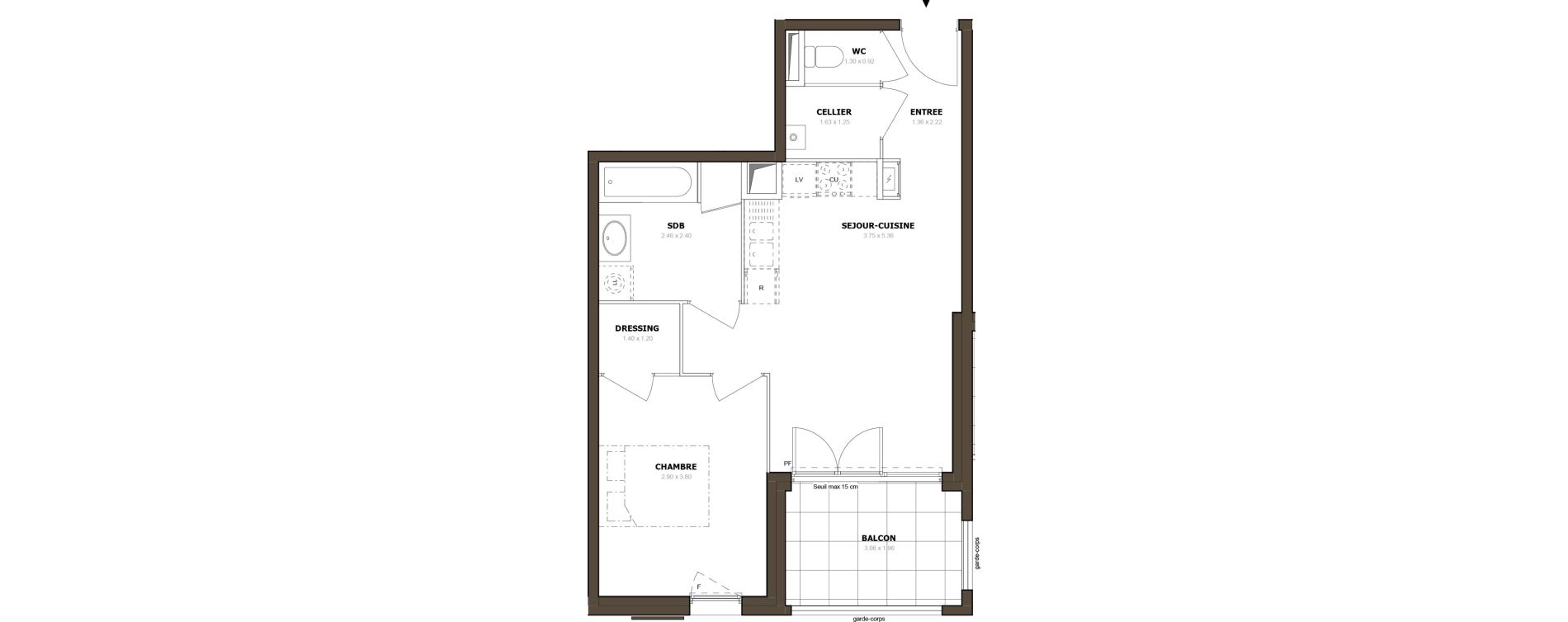 Appartement T2 de 44,20 m2 &agrave; Thonon-Les-Bains Rives - concise