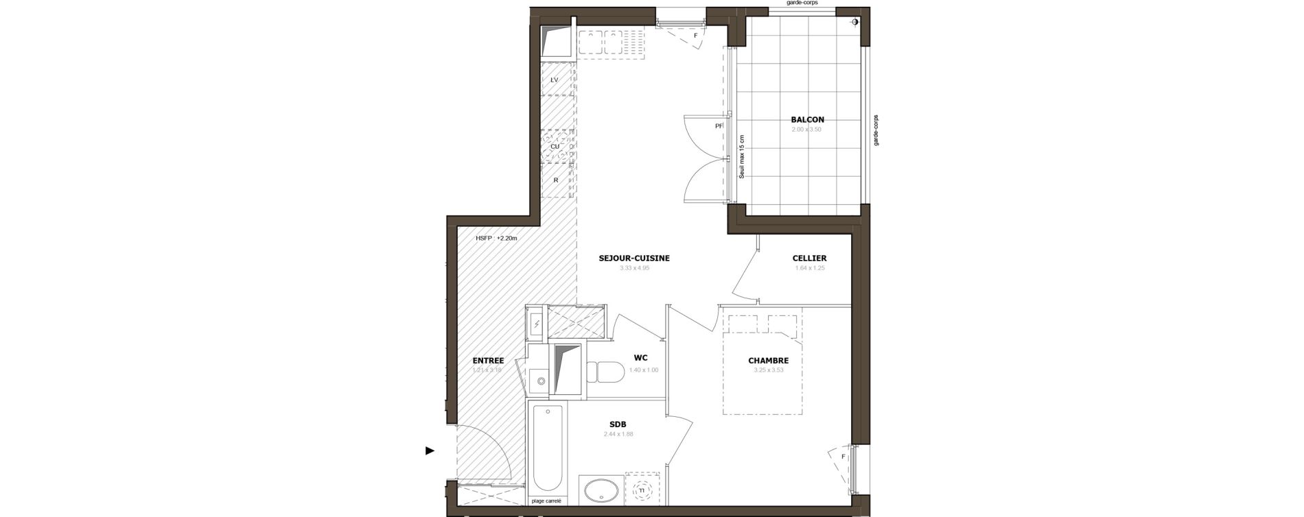 Appartement T2 de 44,95 m2 &agrave; Thonon-Les-Bains Rives - concise