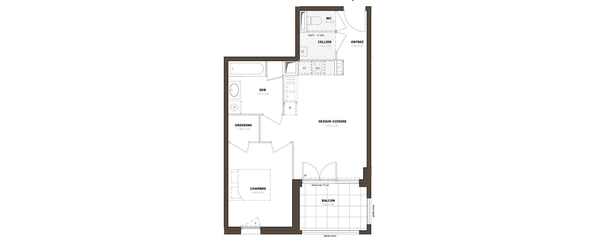 Appartement T2 de 44,76 m2 &agrave; Thonon-Les-Bains Rives - concise