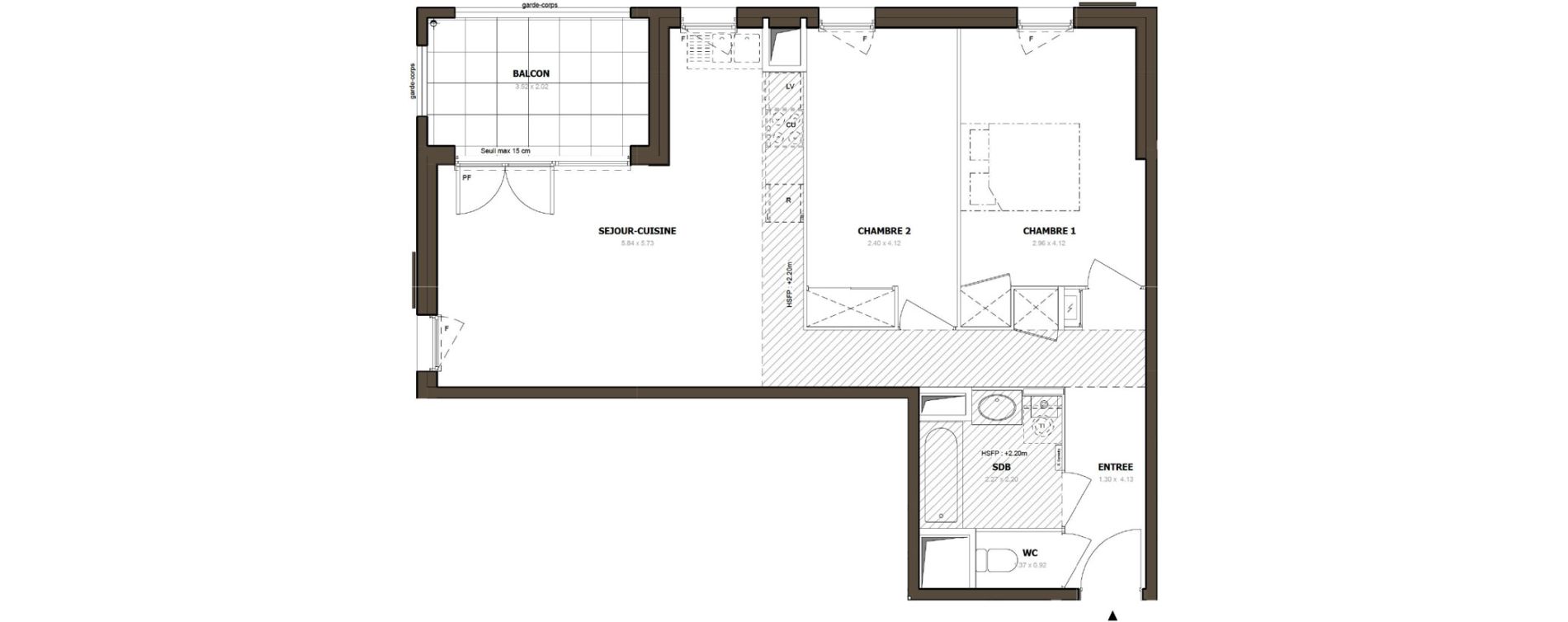 Appartement T3 de 64,74 m2 &agrave; Thonon-Les-Bains Rives - concise