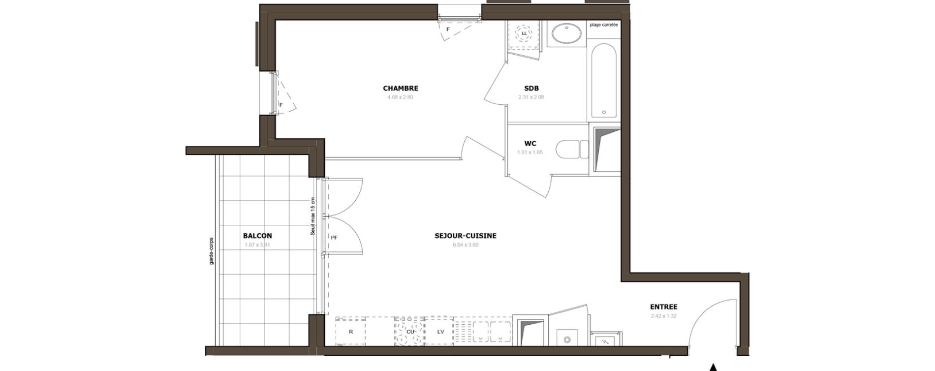 Appartement T2 de 43,80 m2 &agrave; Thonon-Les-Bains Rives - concise