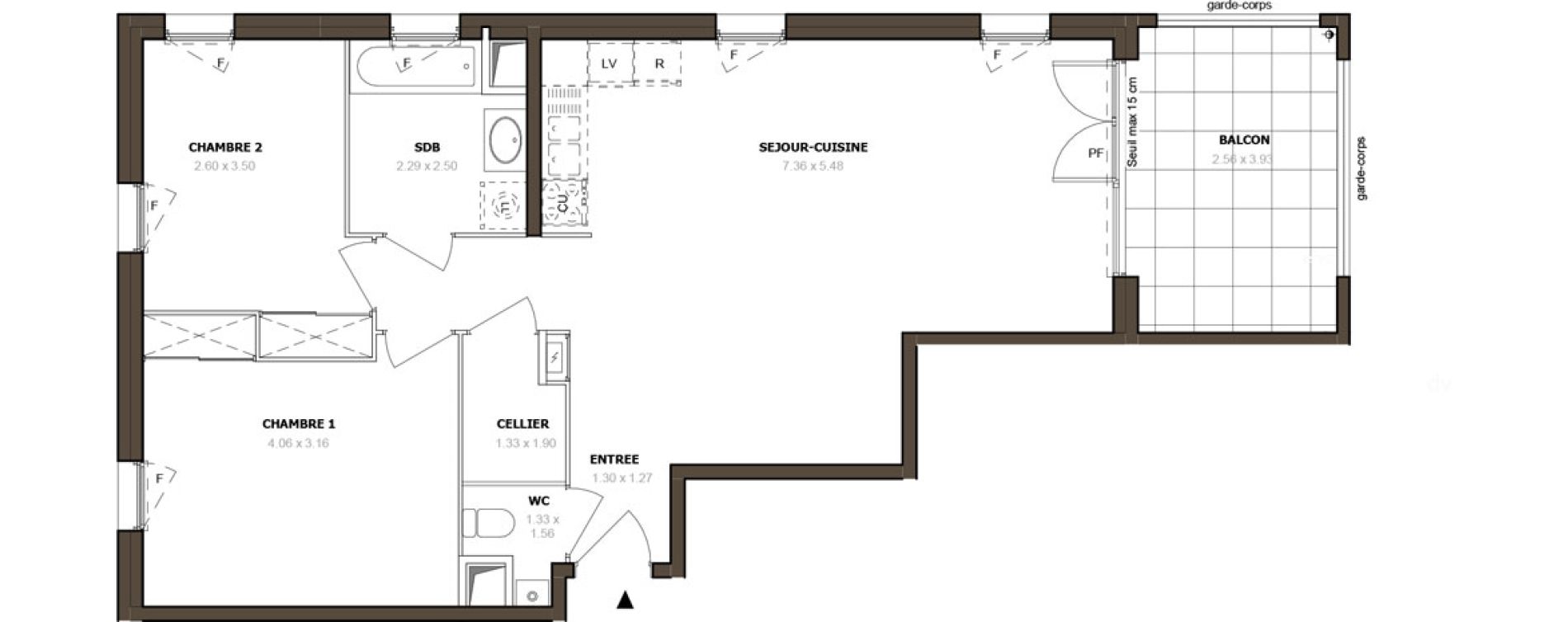 Appartement T3 de 72,79 m2 &agrave; Thonon-Les-Bains Rives - concise