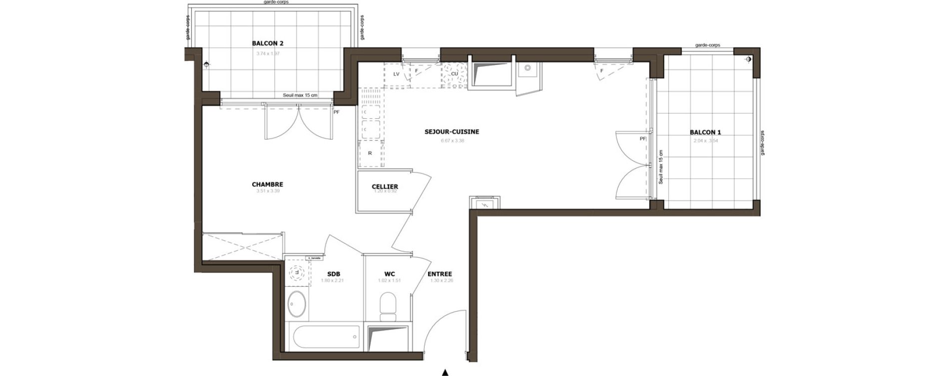Appartement T2 de 44,61 m2 &agrave; Thonon-Les-Bains Rives - concise