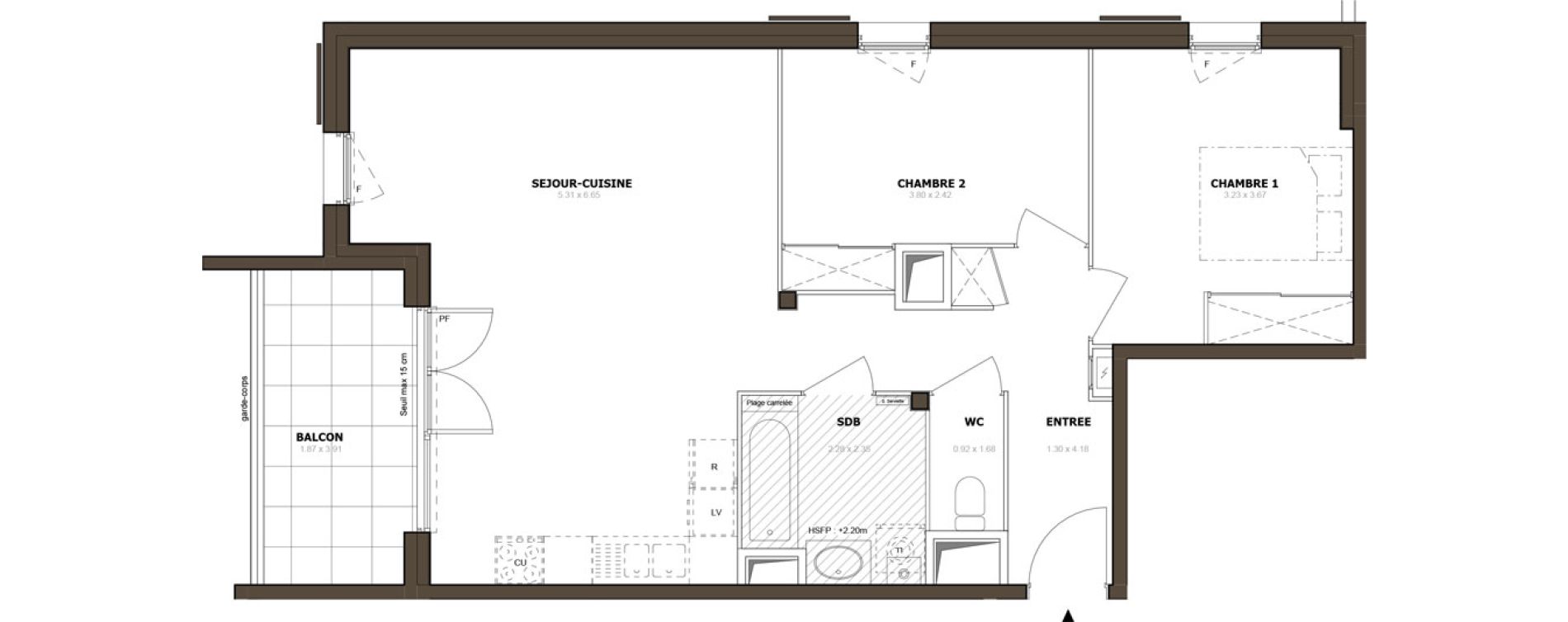 Appartement T3 de 66,58 m2 &agrave; Thonon-Les-Bains Rives - concise