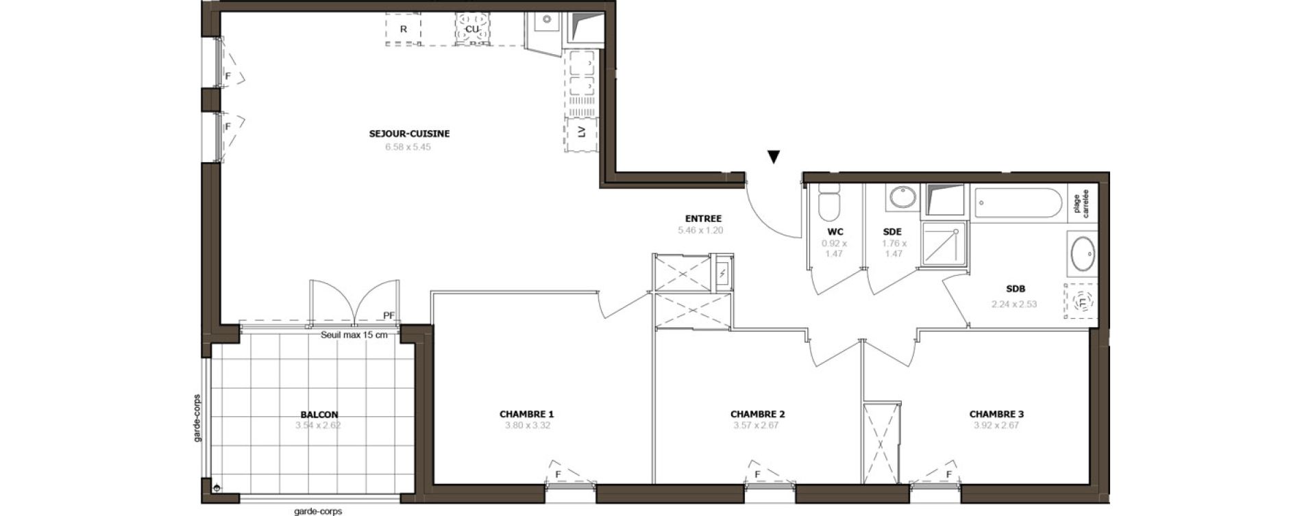 Appartement T4 de 85,82 m2 &agrave; Thonon-Les-Bains Rives - concise