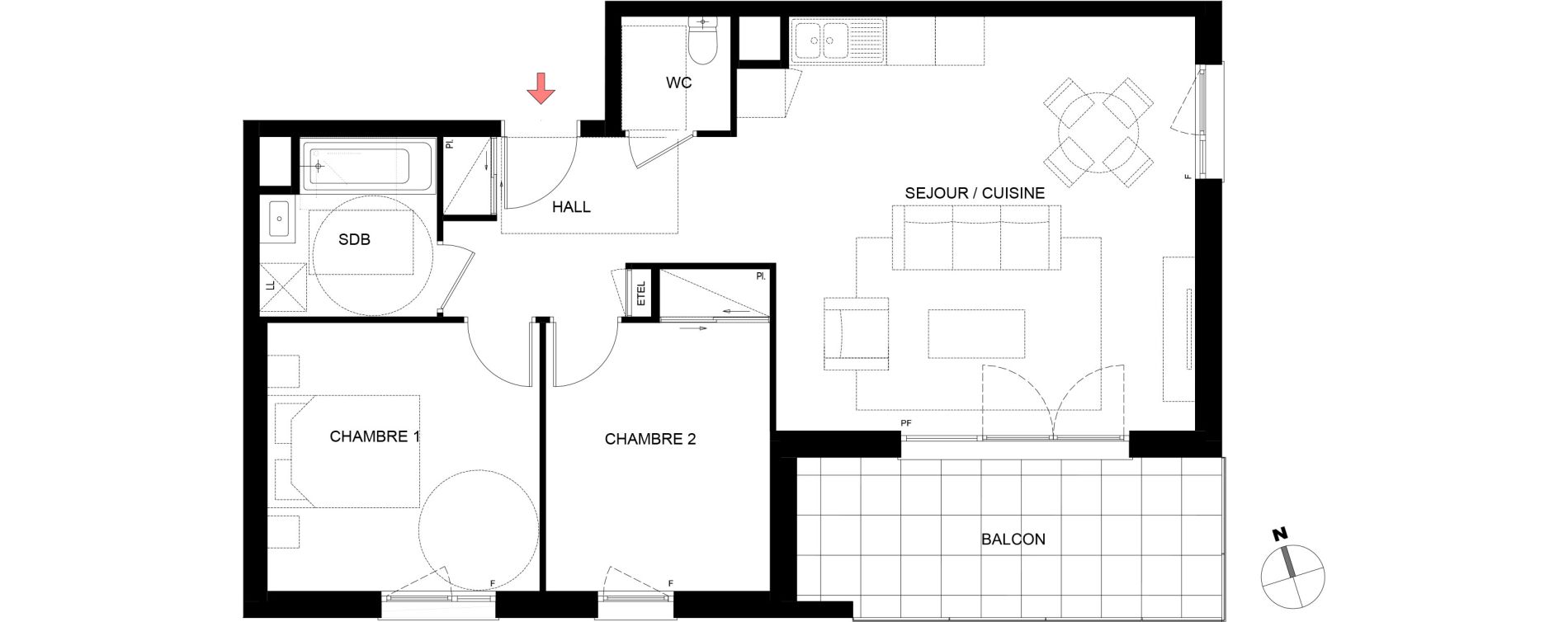 Appartement T3 de 63,85 m2 &agrave; Thorens-Gli&egrave;res Centre
