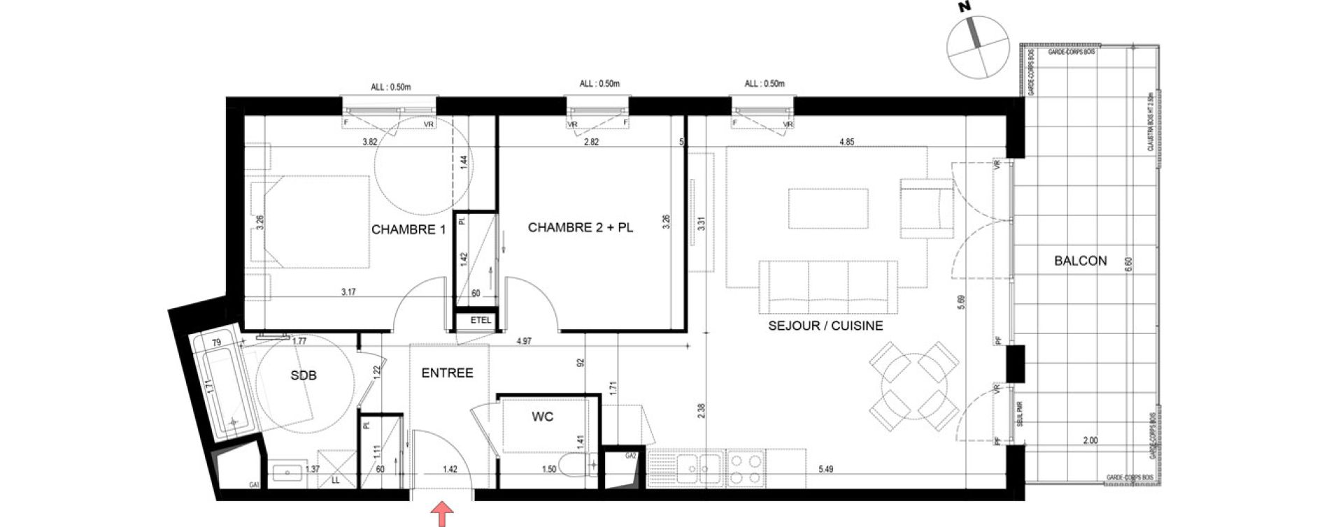 Appartement T3 de 64,95 m2 &agrave; Thorens-Gli&egrave;res Centre