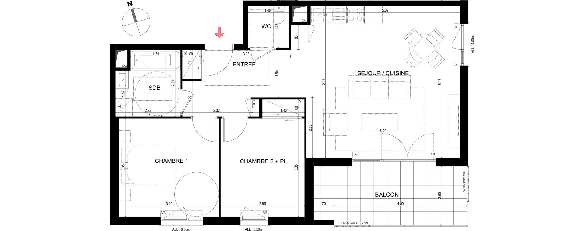 Appartement T3 de 64,14 m2 &agrave; Thorens-Gli&egrave;res Centre