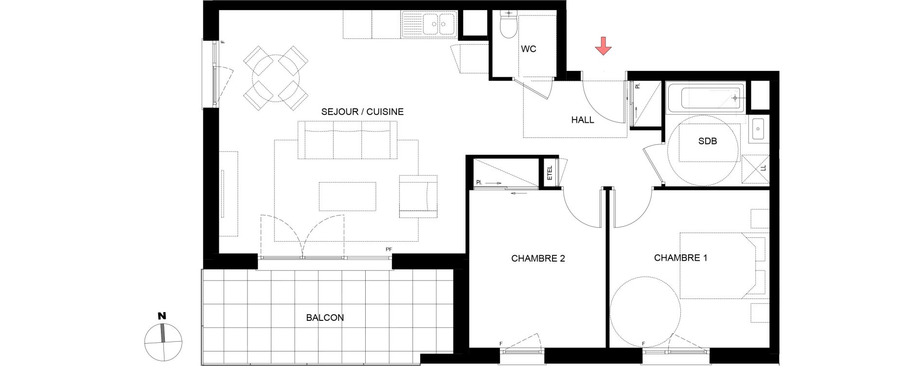 Appartement T3 de 63,79 m2 &agrave; Thorens-Gli&egrave;res Centre