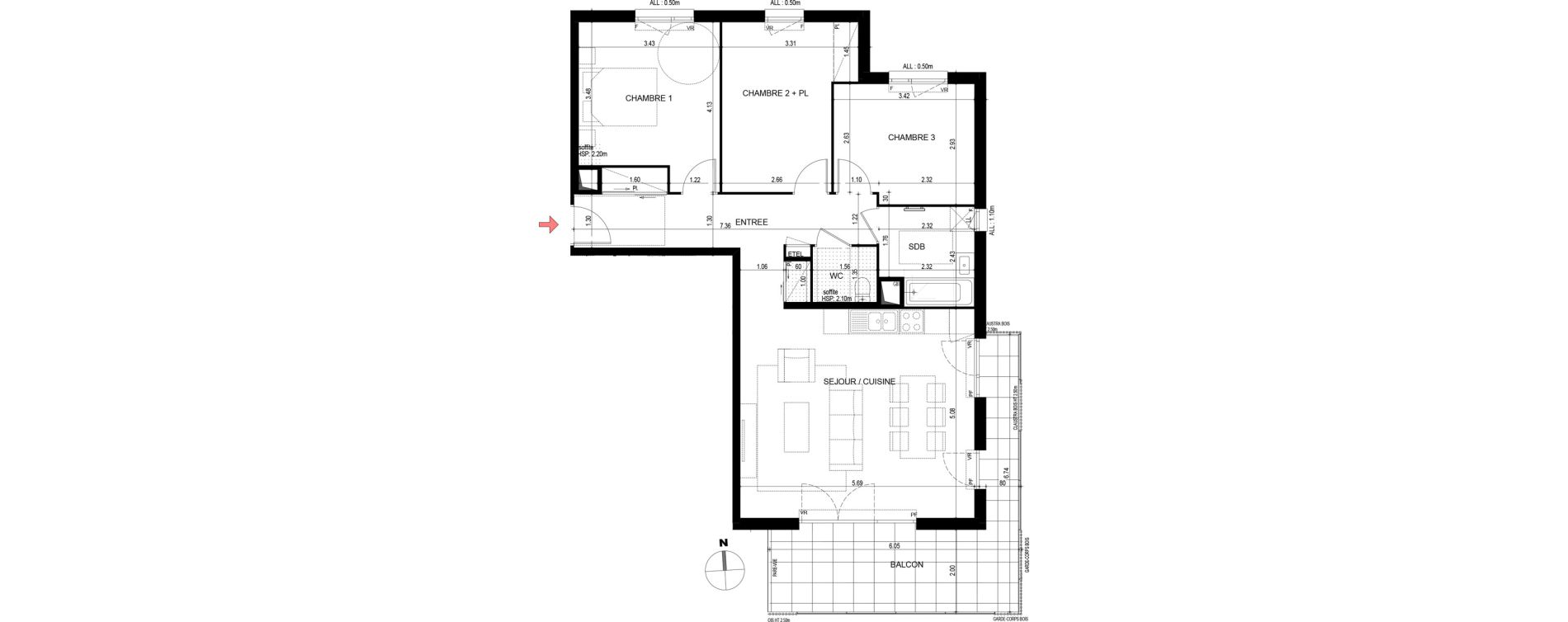Appartement T4 de 83,08 m2 &agrave; Thorens-Gli&egrave;res Centre