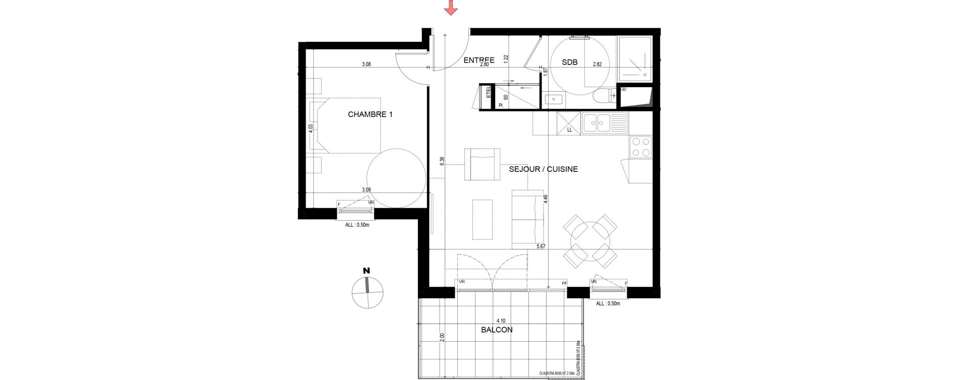 Appartement T2 de 47,35 m2 &agrave; Thorens-Gli&egrave;res Centre