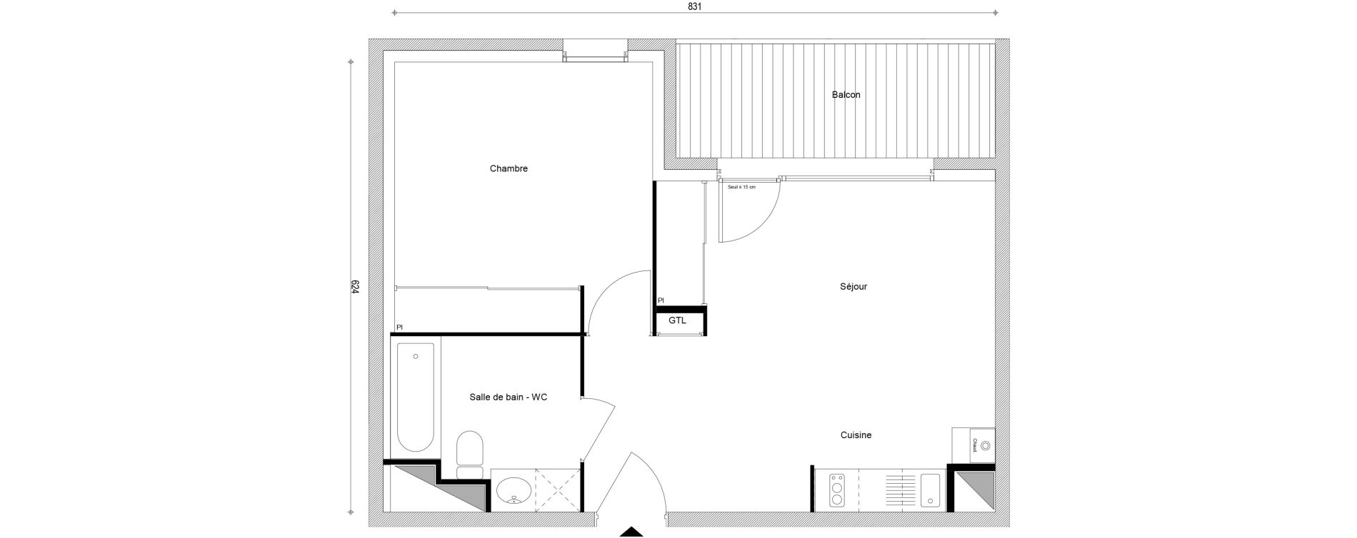 Appartement T2 de 42,14 m2 &agrave; Thyez Centre