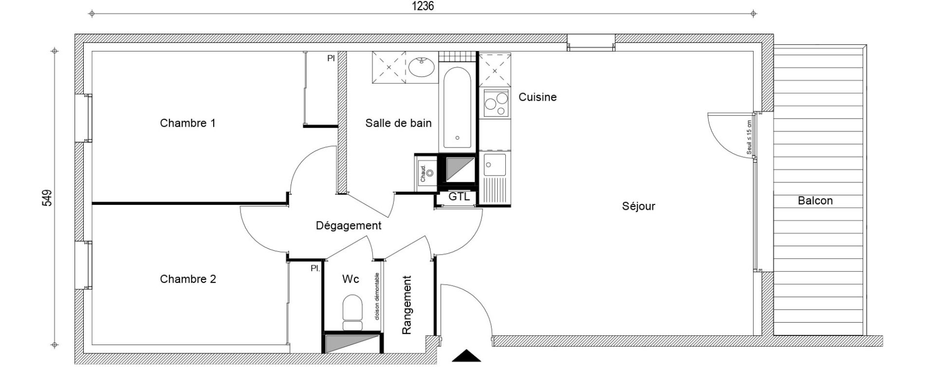Appartement T3 de 64,58 m2 &agrave; Thyez Centre